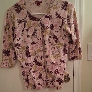 Merona Floral Cardigan - Pink, Purple, Green